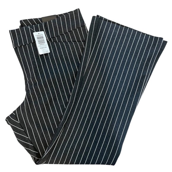 Torrid Trouser Pants 18 Bootcut Studio Luxe Gray Pinstripe High Rise Plus Size - Picture 1 of 5